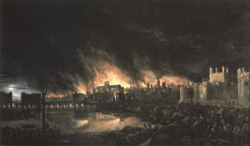 unknow artist samtida malning av branden i london 1666